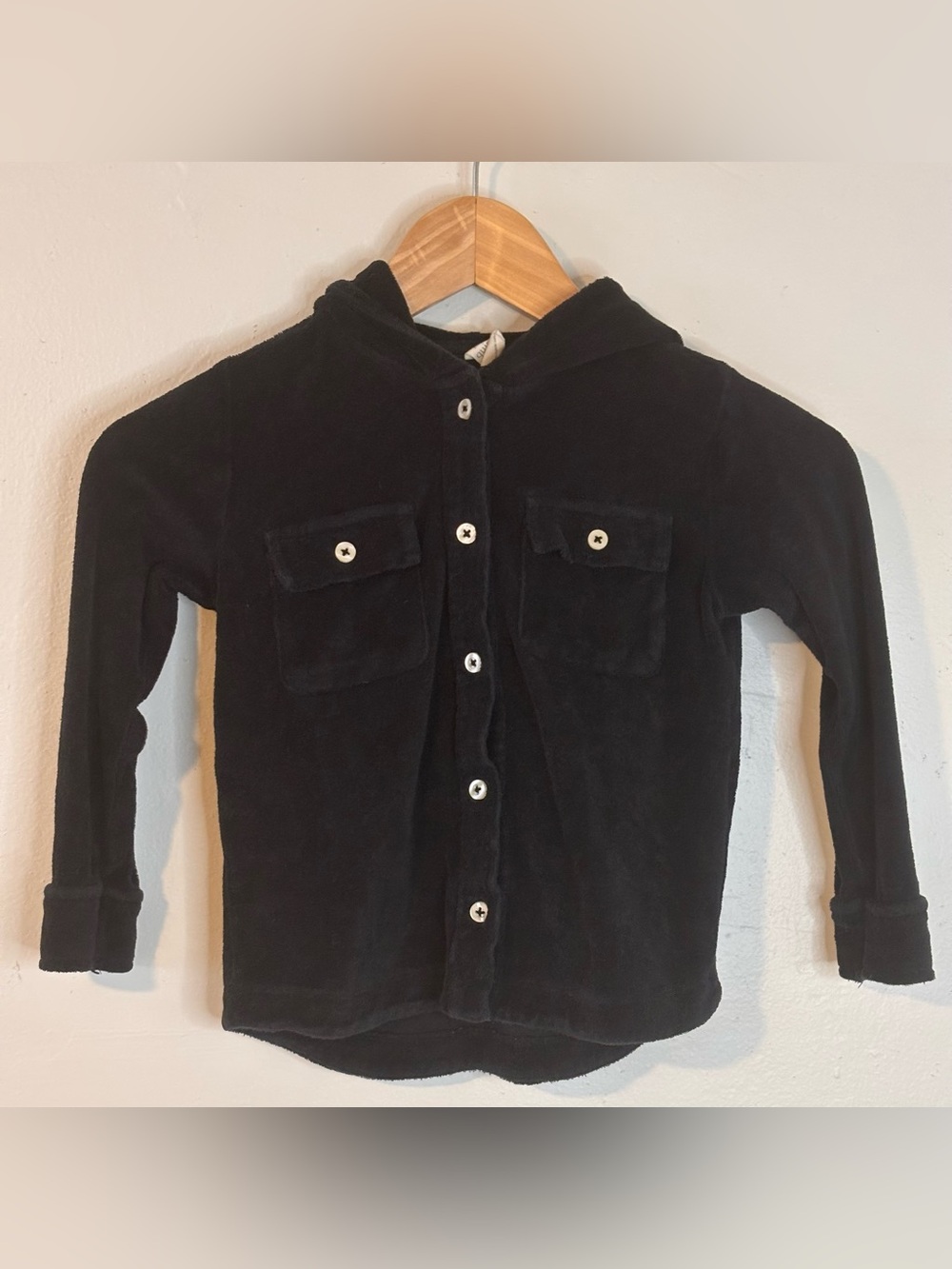 🌸 Kate Quinn Black Button-Up Organic Cotton Hoodie Kids Size 4T
